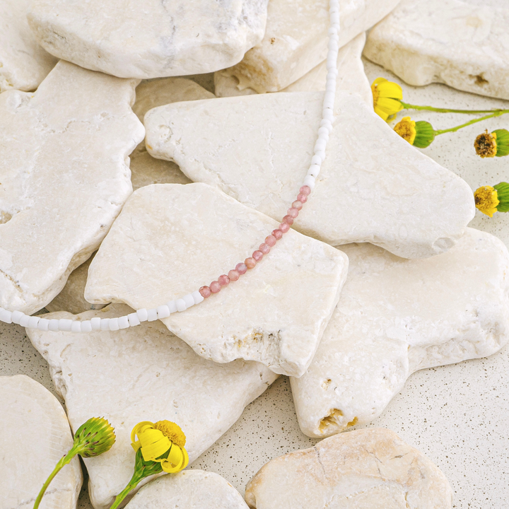 Pink Tourmaline Beaded Anklet