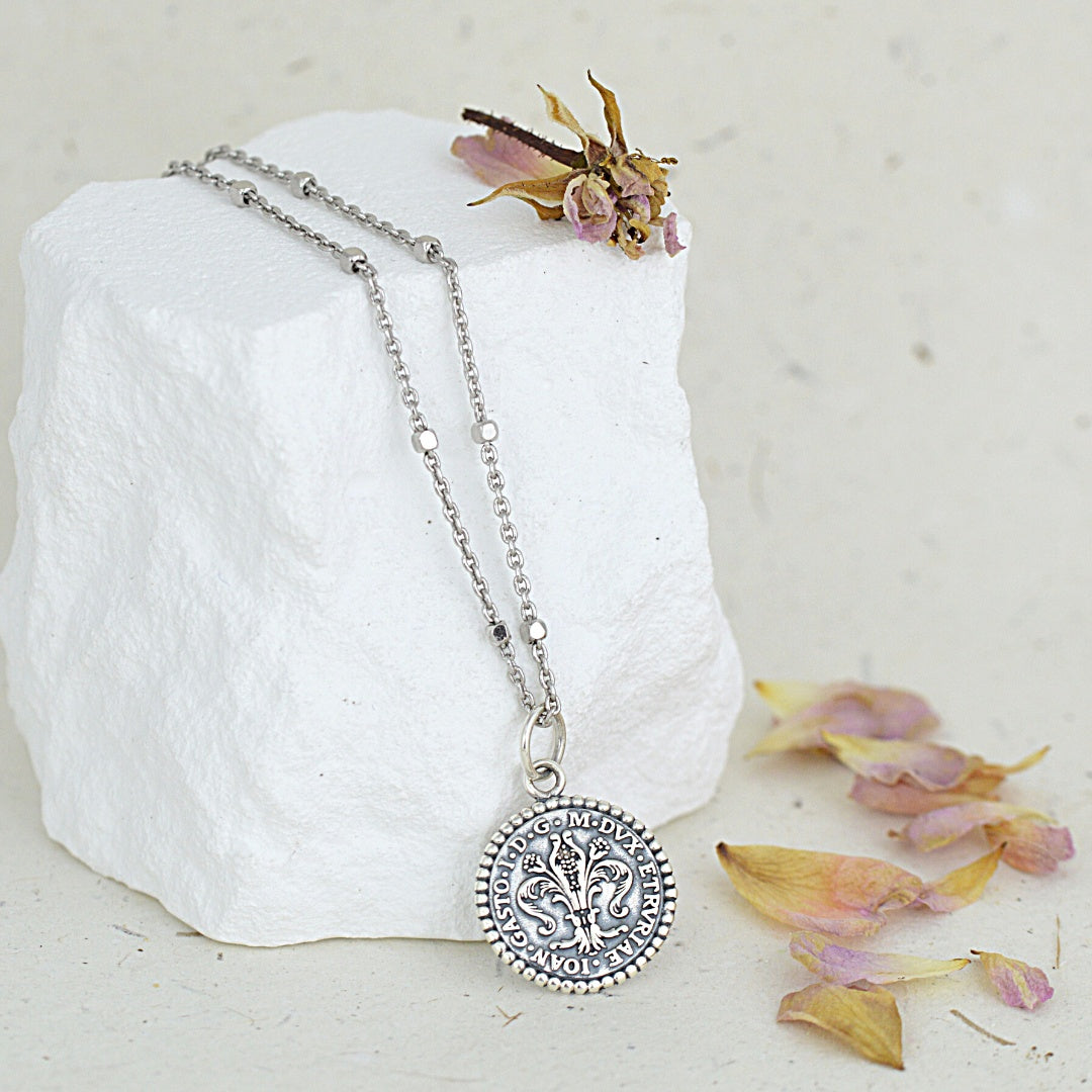 Coin necklace sterling silver deals