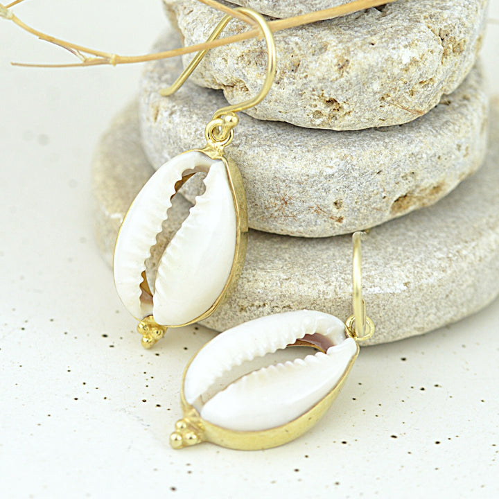 Gold Cowrie Shell Earrings
