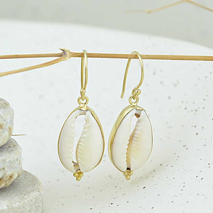 Gold Cowrie Shell Earrings