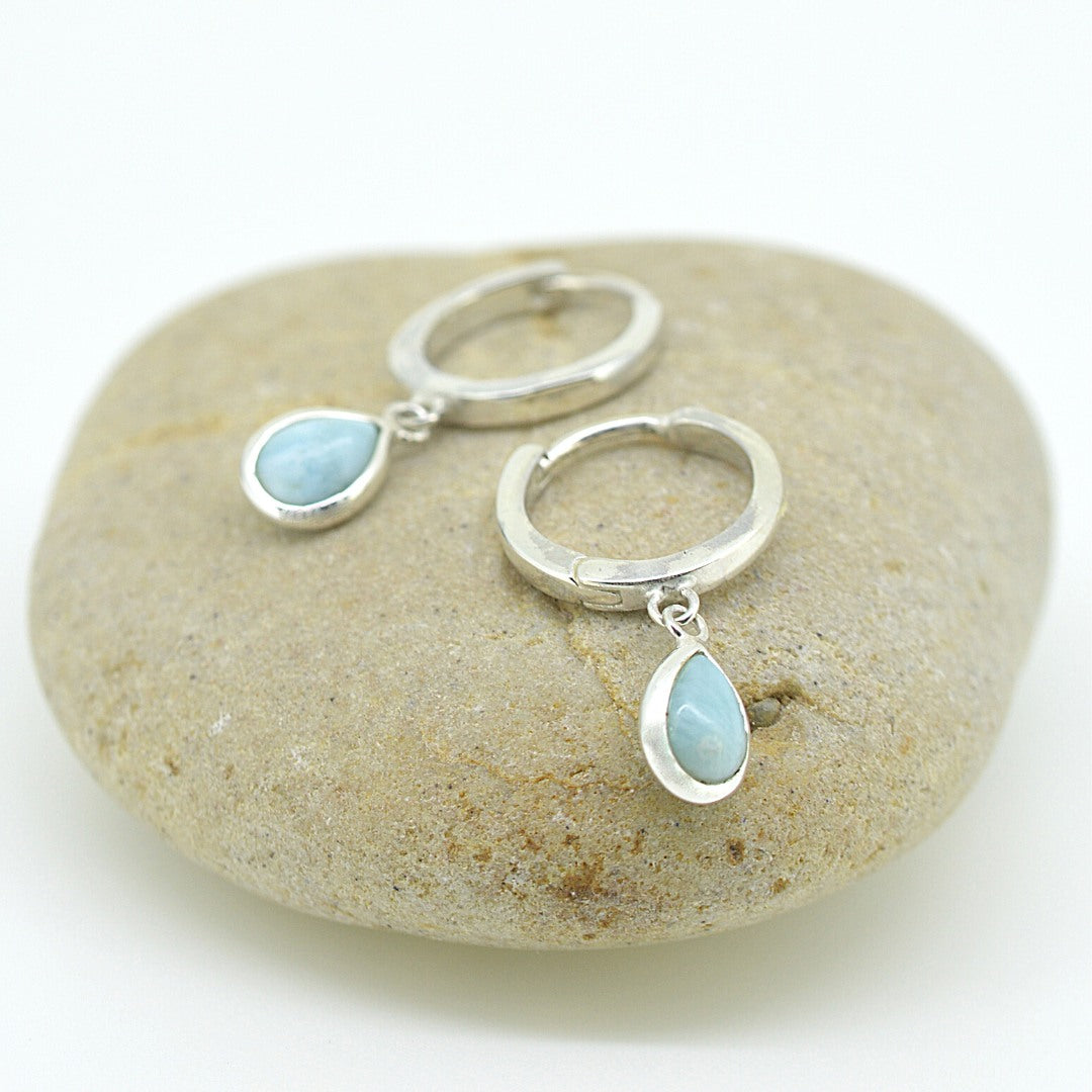 Little Teardrop Larimar Hoops Vanilla Shore
