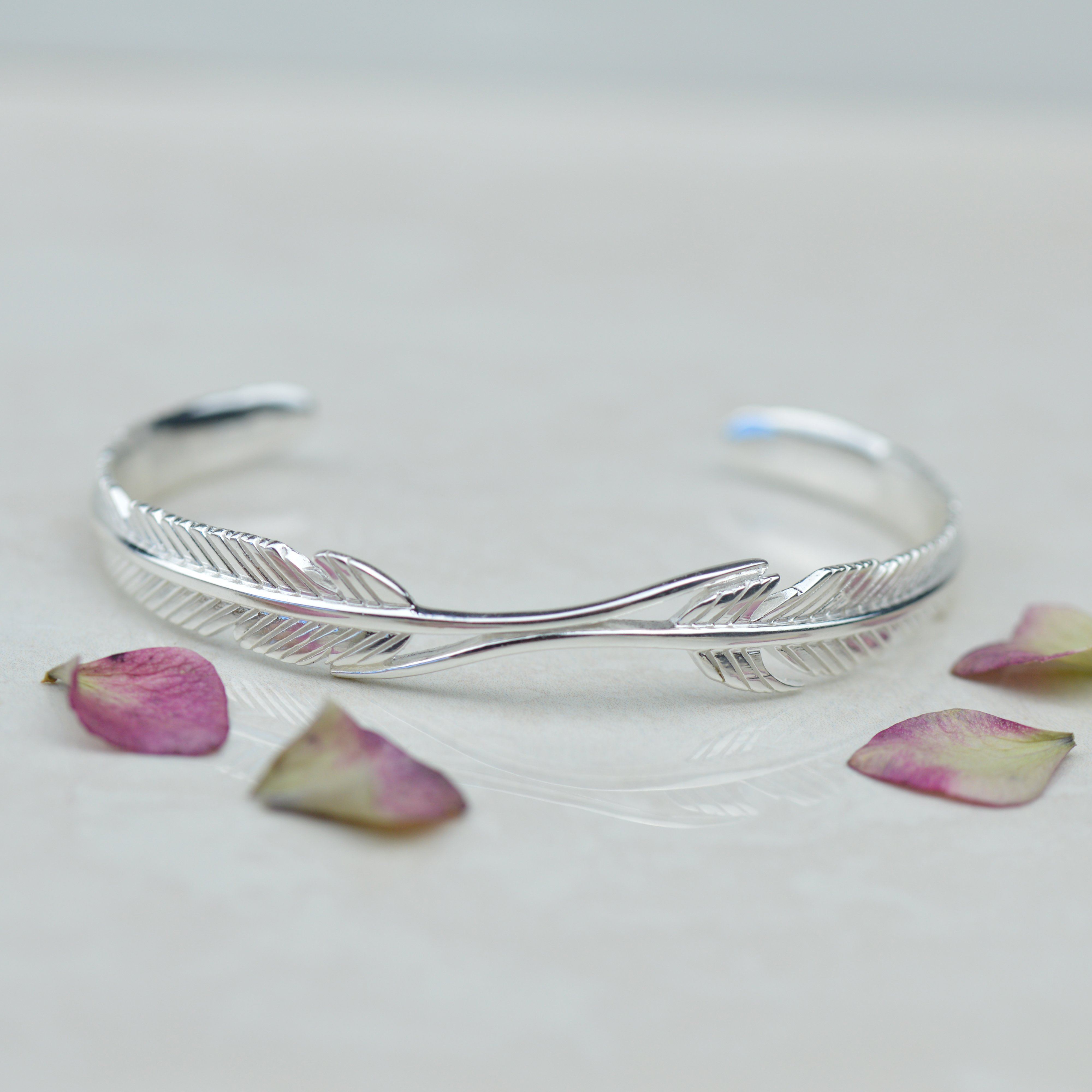 Sterling Silver Feather Cuff – Vanilla Shore - Main Image