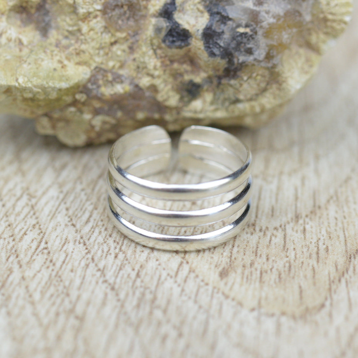 Sterling Silver Tri Band Toe Ring Vanilla Shore