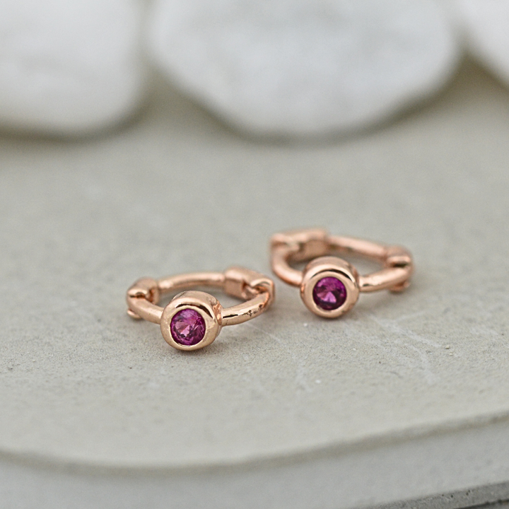Tiny Side Ear Huggies (Rose & Ruby)