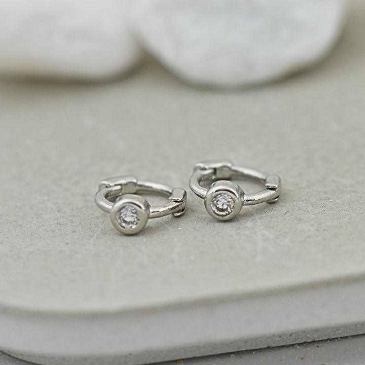Tiny Side Ear Huggies (Metal & Clear)