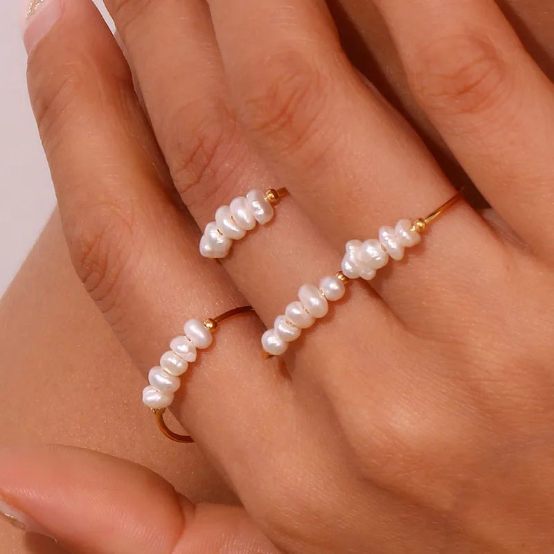 Rings - Dainty Gold Pearl Ring