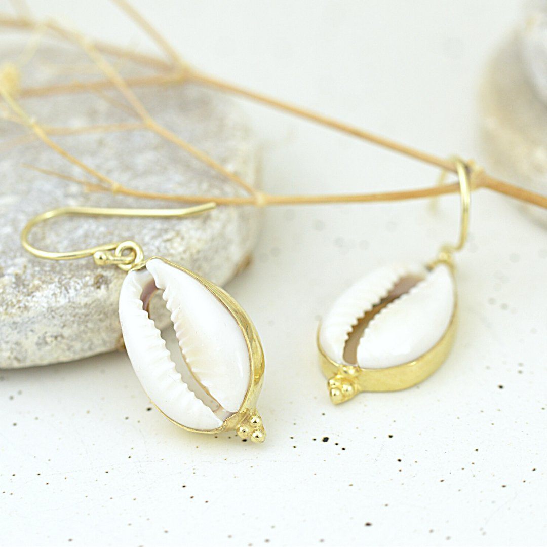 Gold Cowrie Shell Earrings
