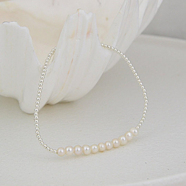 Beaded Pearl and Silver Bracelet