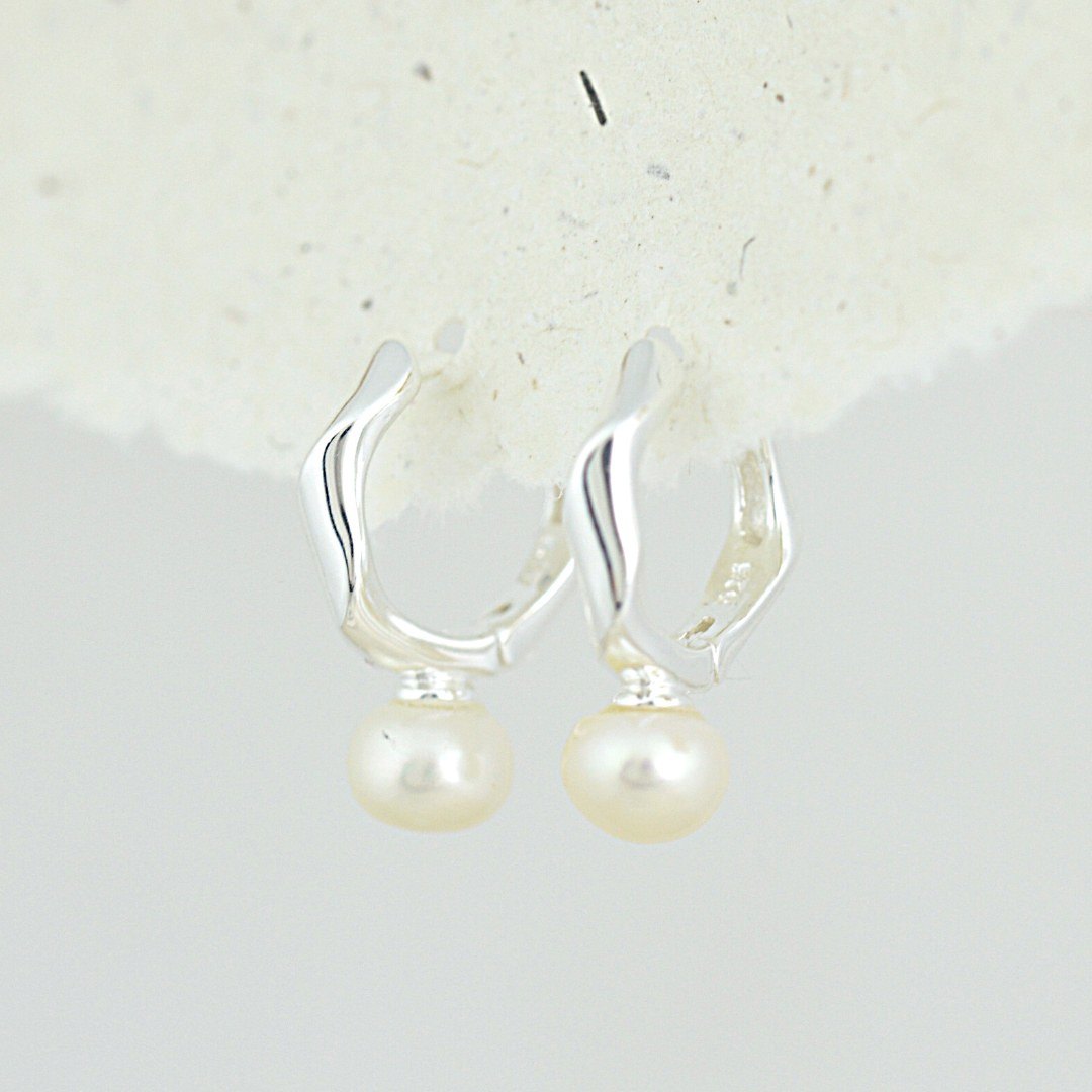 Hex Pearl Huggie Hoops