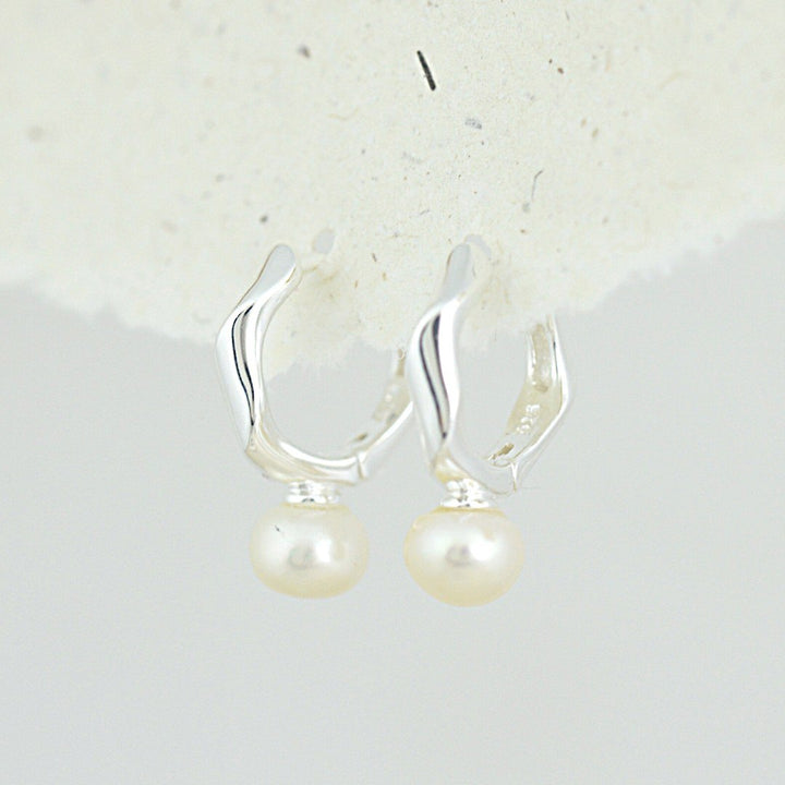 Hex Pearl Huggie Hoops