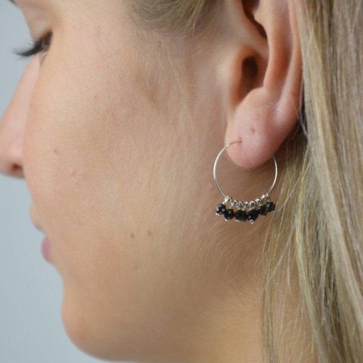 Black Spinel Gypsy Hoops