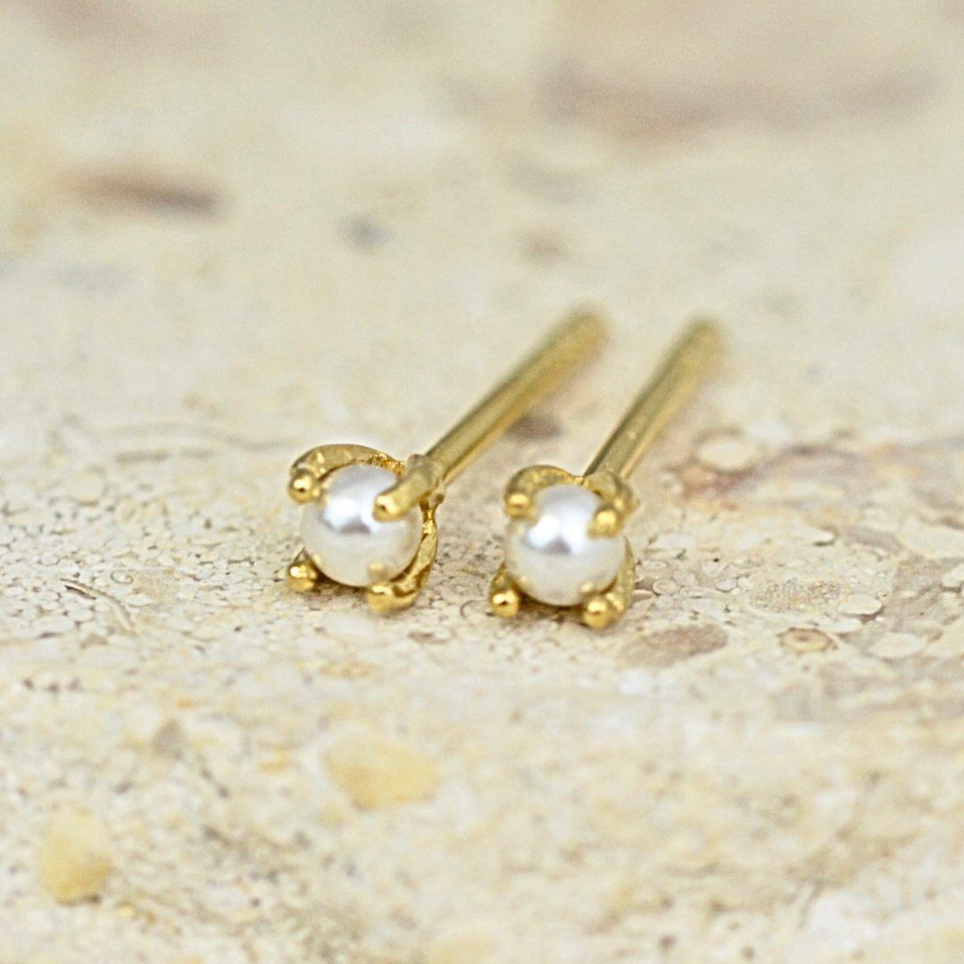 Tiny Golden Moonlit Studs