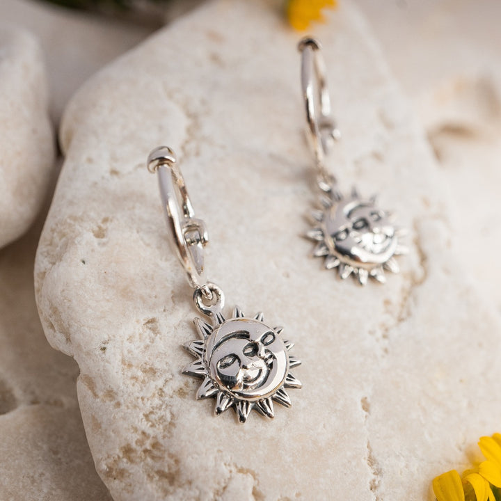 Moon and Sun Huggie Hoops
