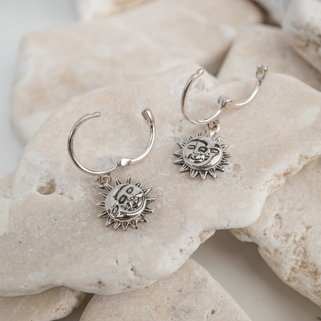 Moon and Sun Huggie Hoops