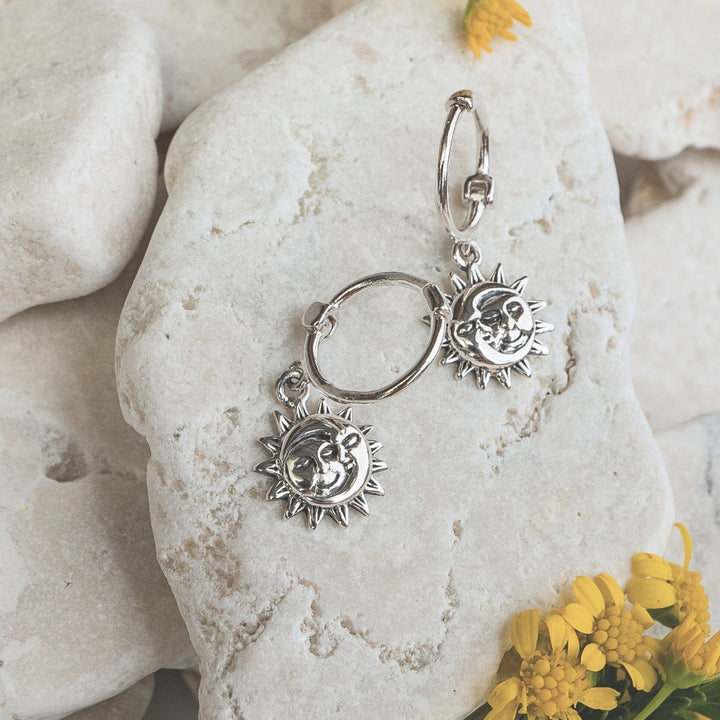 Moon and Sun Huggie Hoops
