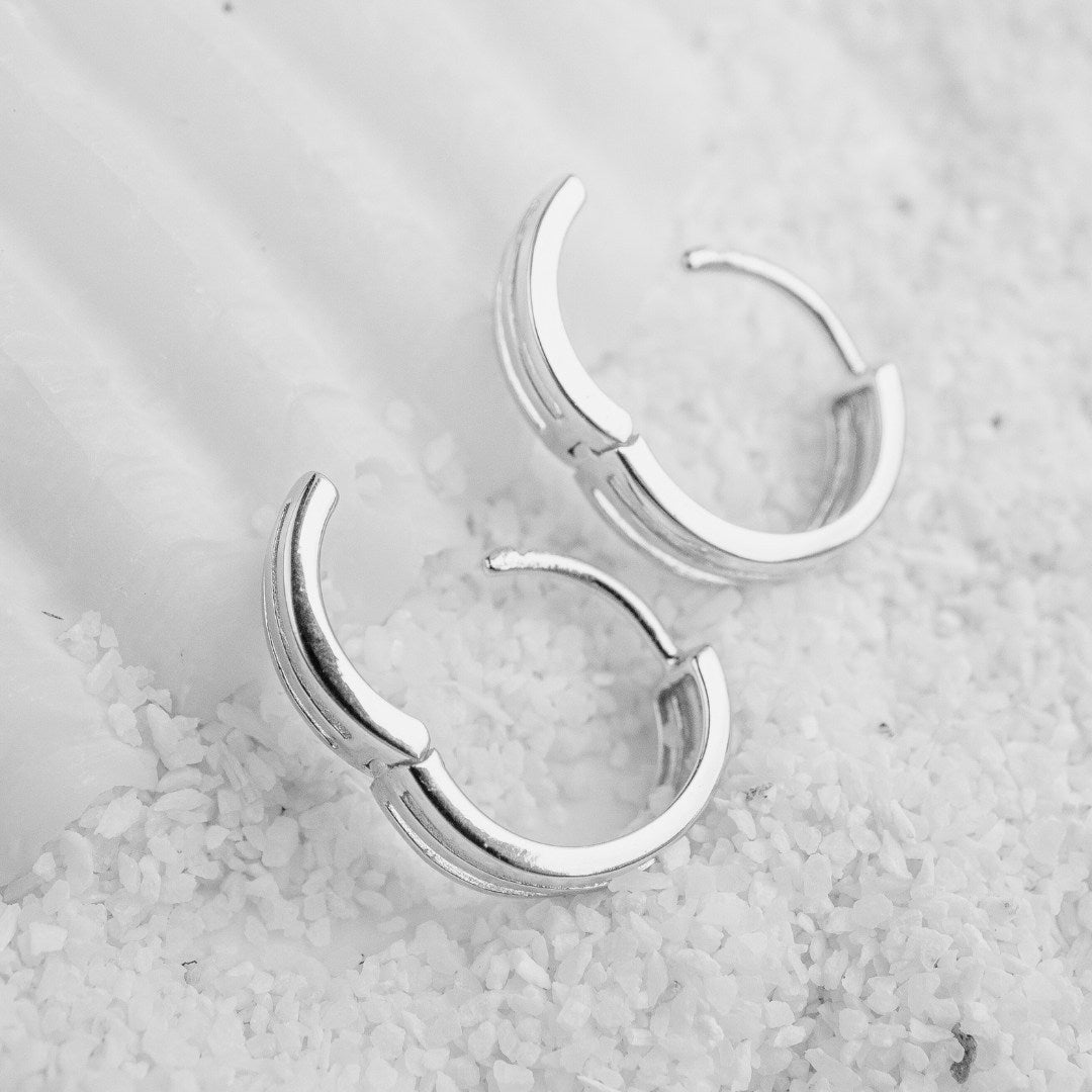 Silver Trinity Huggies (12mm)