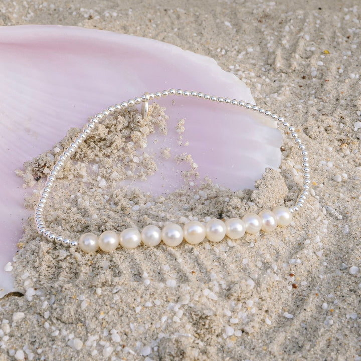 Beaded Pearl and Silver Bracelet