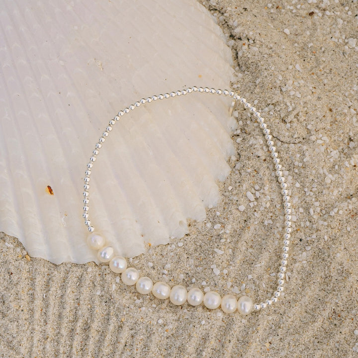 Beaded Pearl and Silver Bracelet