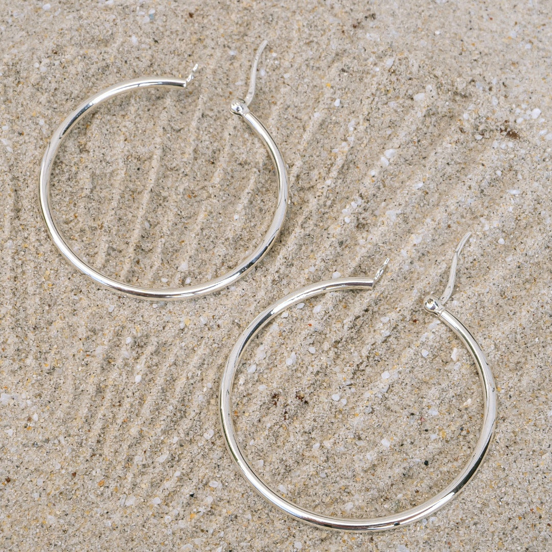 Timeless Silver Hoops (40mm)