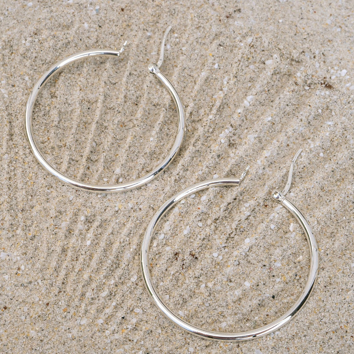 Timeless Silver Hoops (40mm)