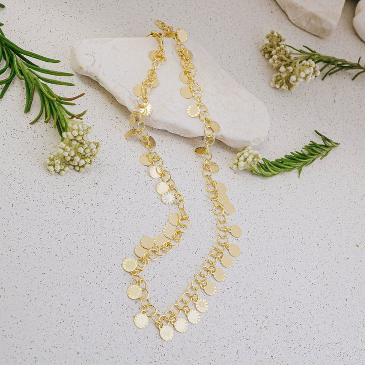 Gold Mini Disc Gypsy Anklet