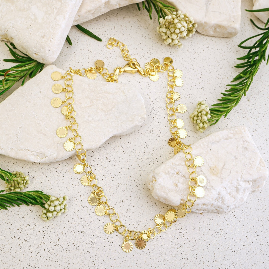 Gold Mini Disc Gypsy Anklet