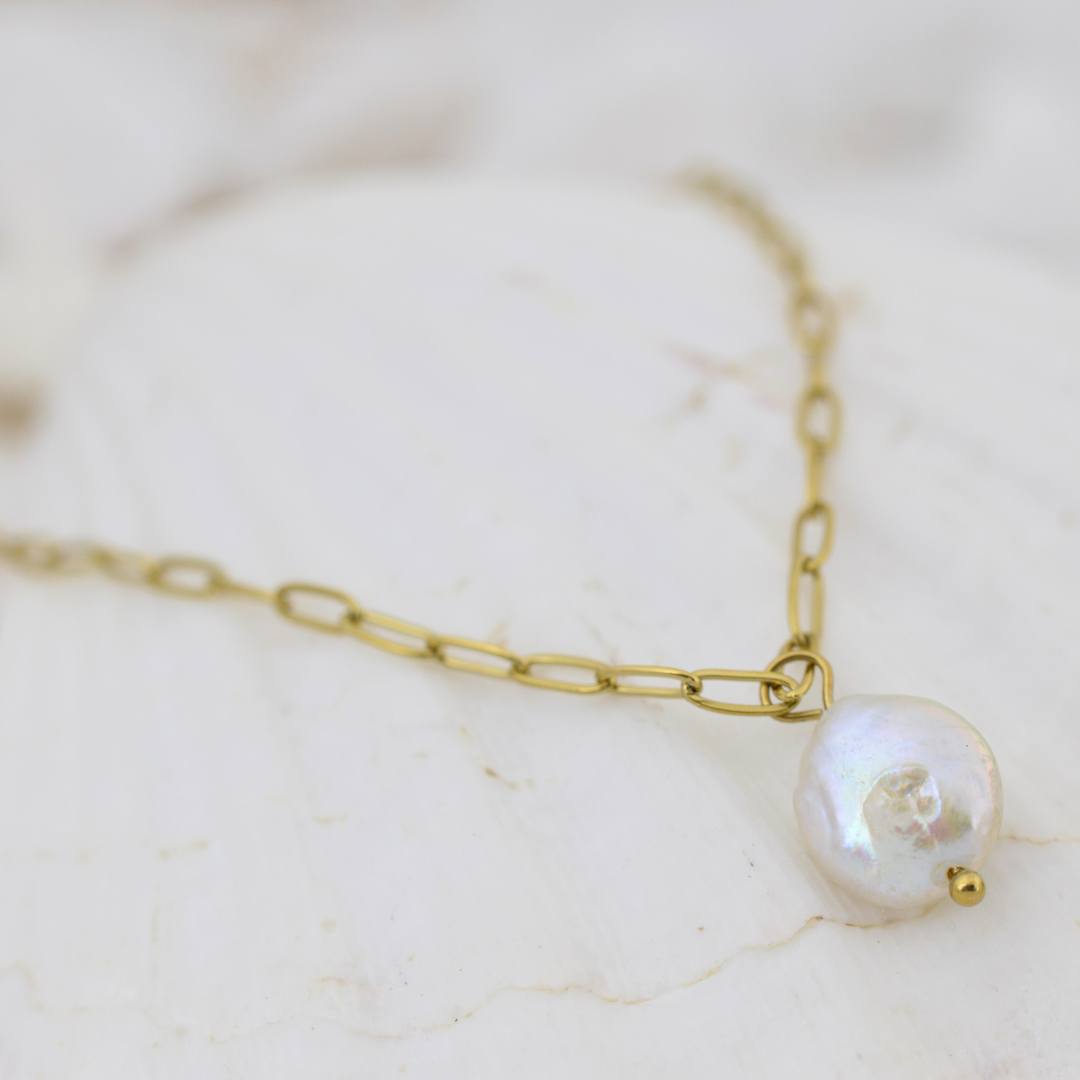 Gold Nomad Pearl Necklace