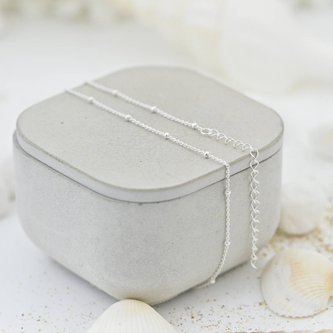 Dainty Double Wrap Silver Ball Bracelet