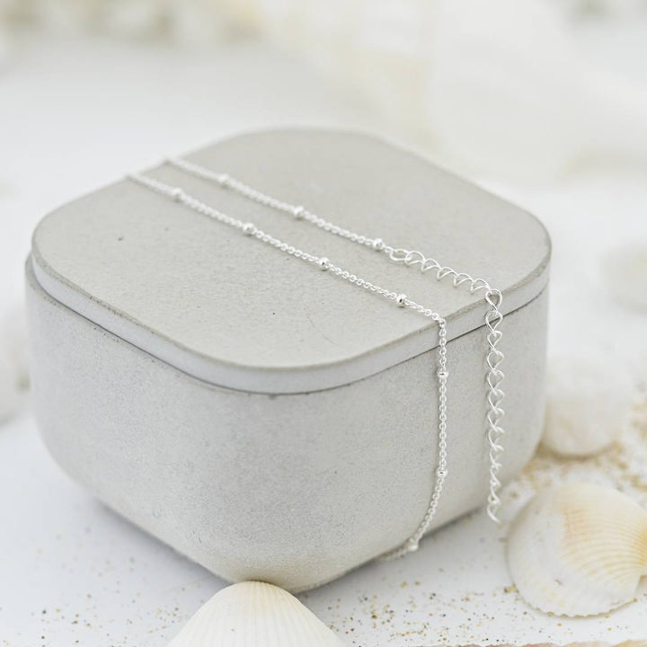 Dainty Double Wrap Silver Ball Bracelet