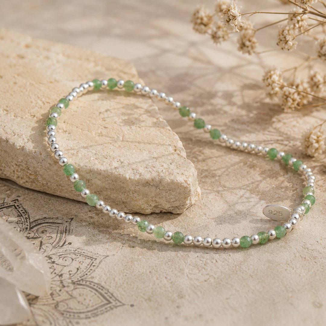 Jade & Silver Stretchy Bracelet