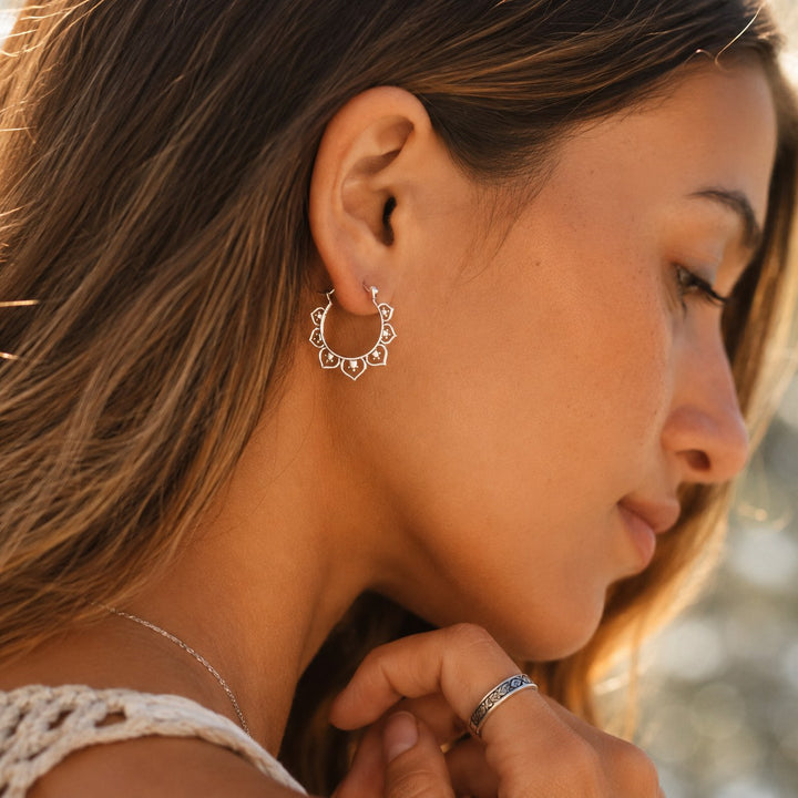 Lotus Leaf Hoop Earrings