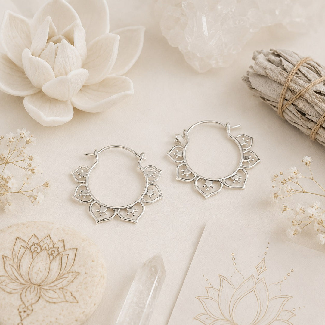 Lotus Leaf Hoop Earrings