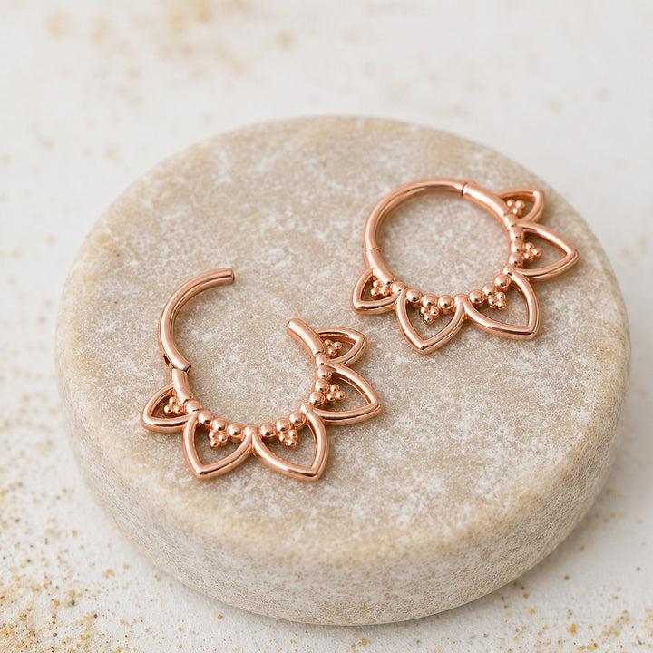 Rose Gold Lotus Huggies