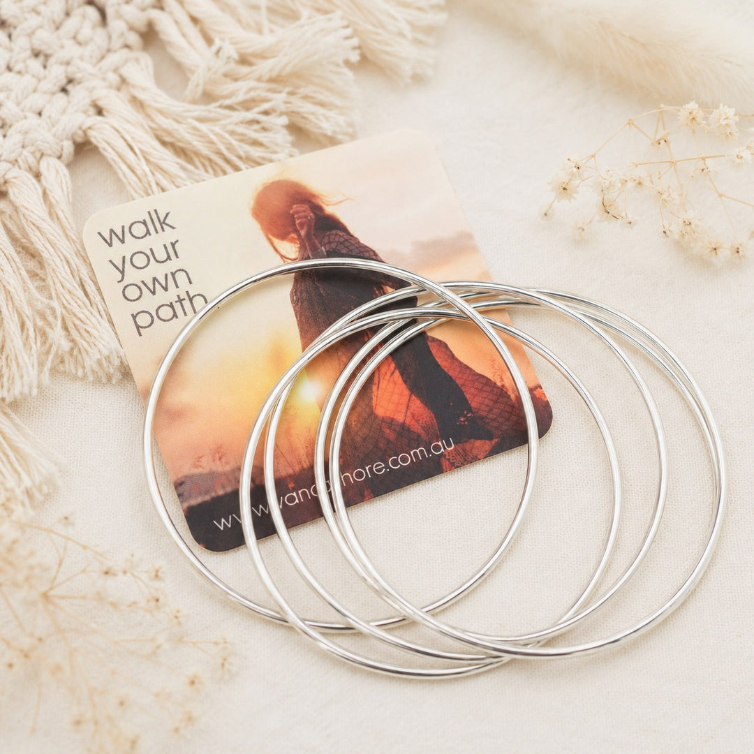 Set of Five Sterling Silver Linked Bracelets