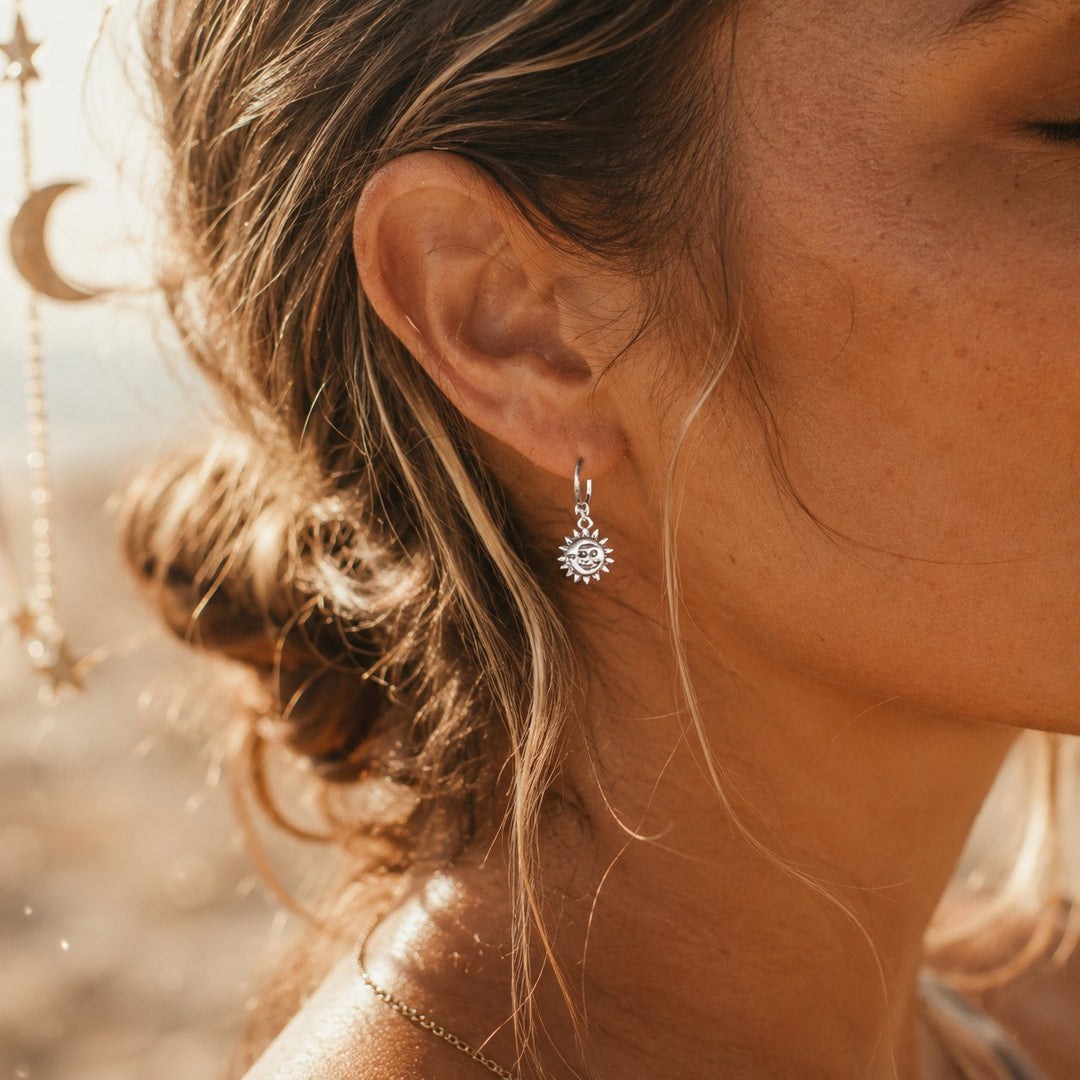 Moon and Sun Huggie Hoops