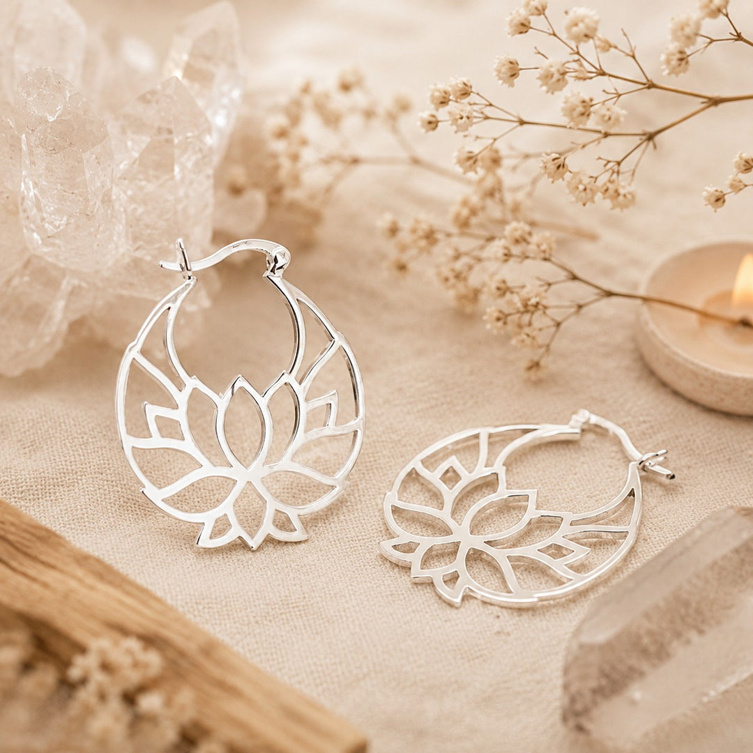 Open Lotus Earrings