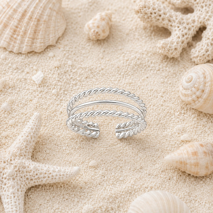Fine Tri Band Toe Ring