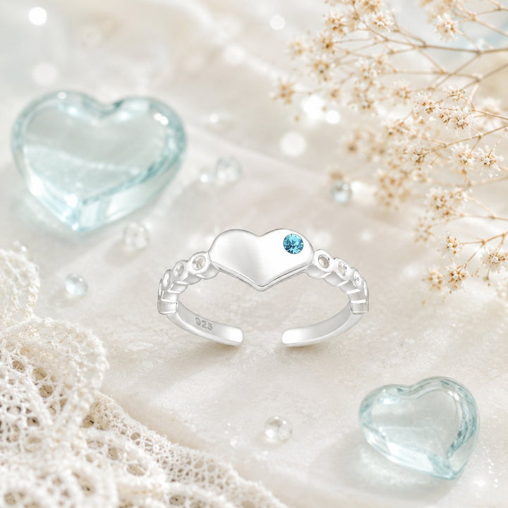 Aqua Heart Sparkle Toe Ring