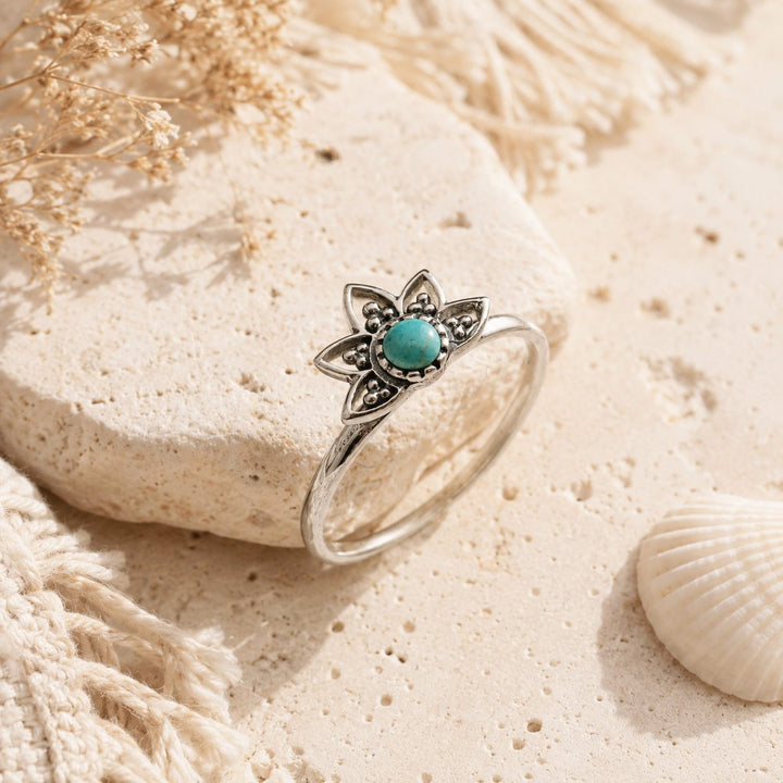 Turquoise Half Lotus Ring