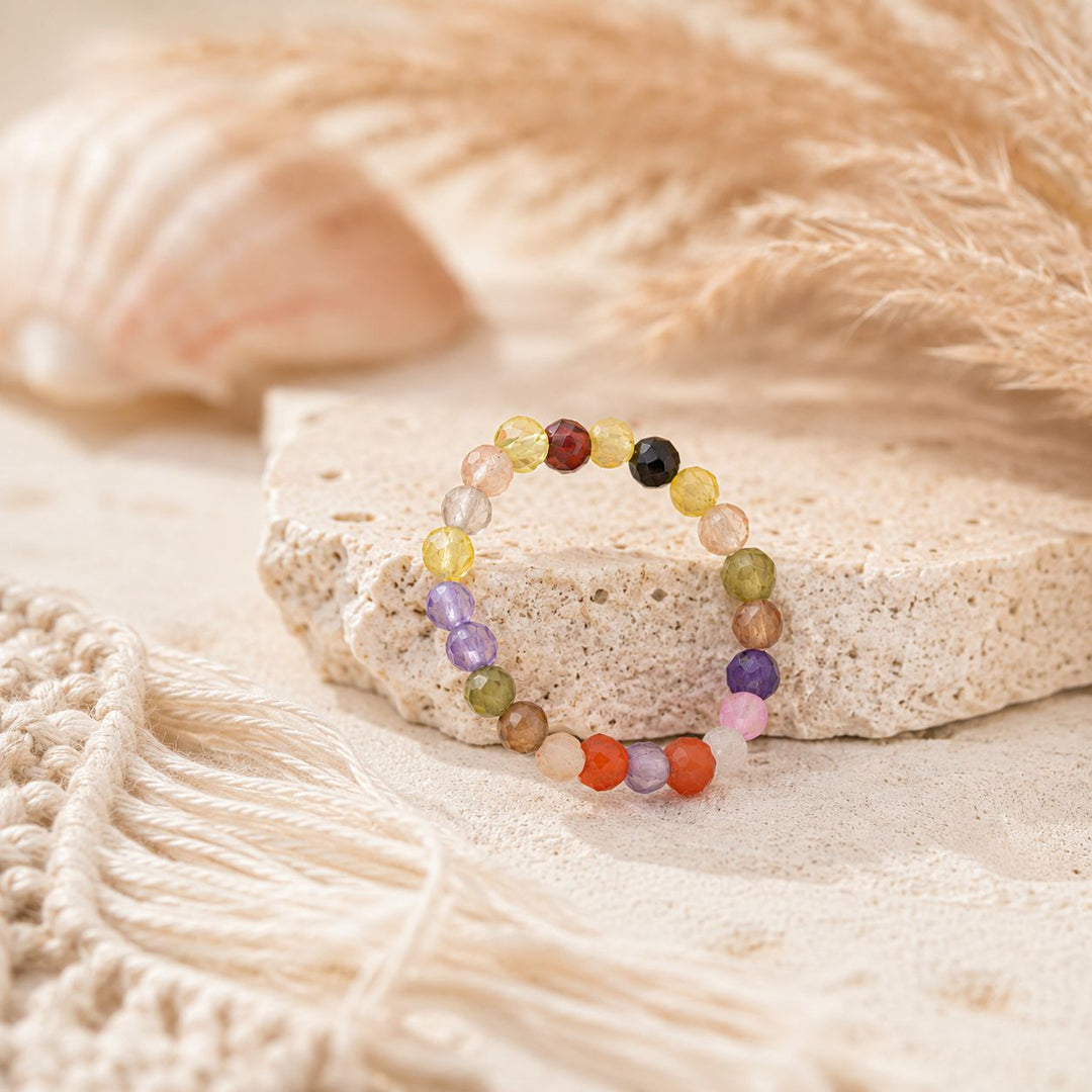 Beaded Crystal Glass Ring