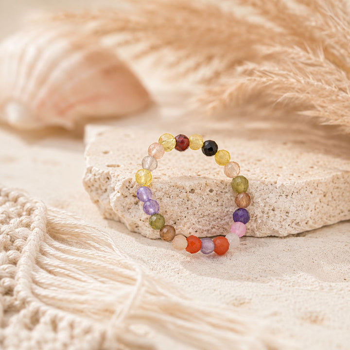 Beaded Crystal Glass Ring