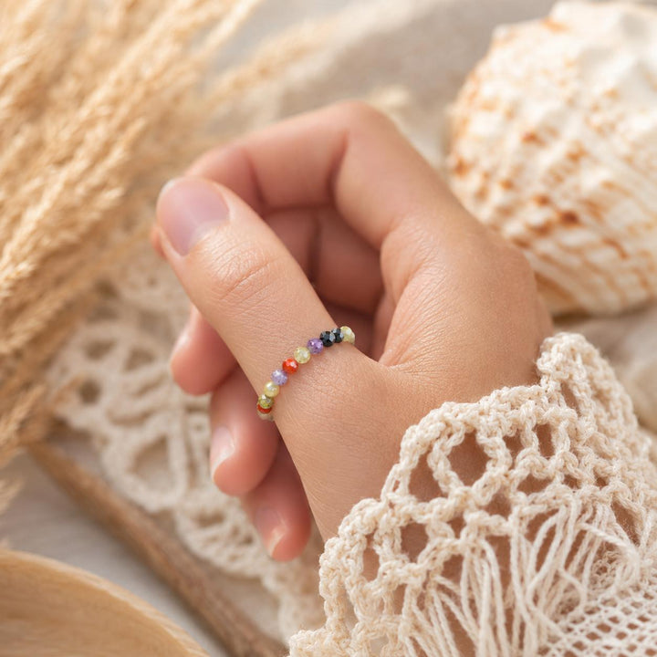 Beaded Crystal Glass Ring