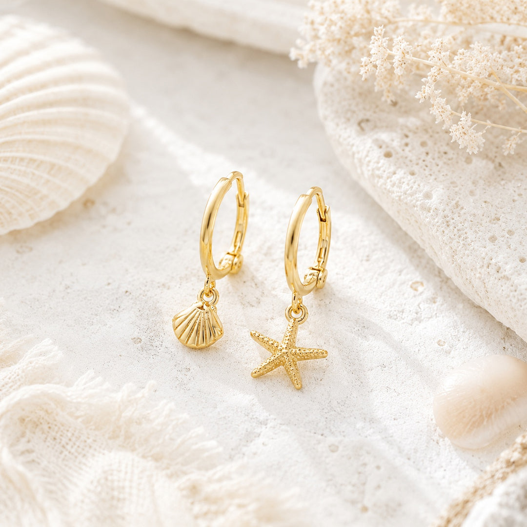 Gold Seaside Mini Hoops