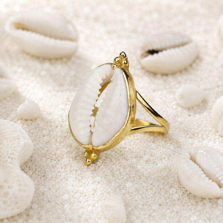 Gold Cowrie Shell Ring