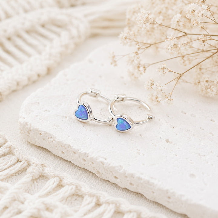 Sparkling Mini Azure Heart Hoops