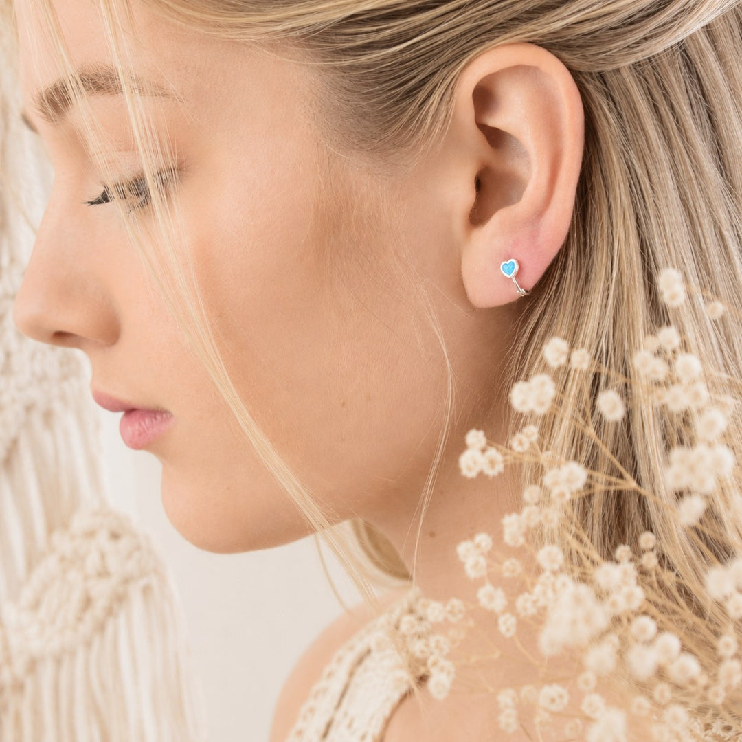 Sparkling Mini Azure Heart Hoops