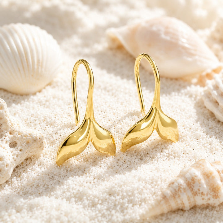 Gold Whale Tail Earrings