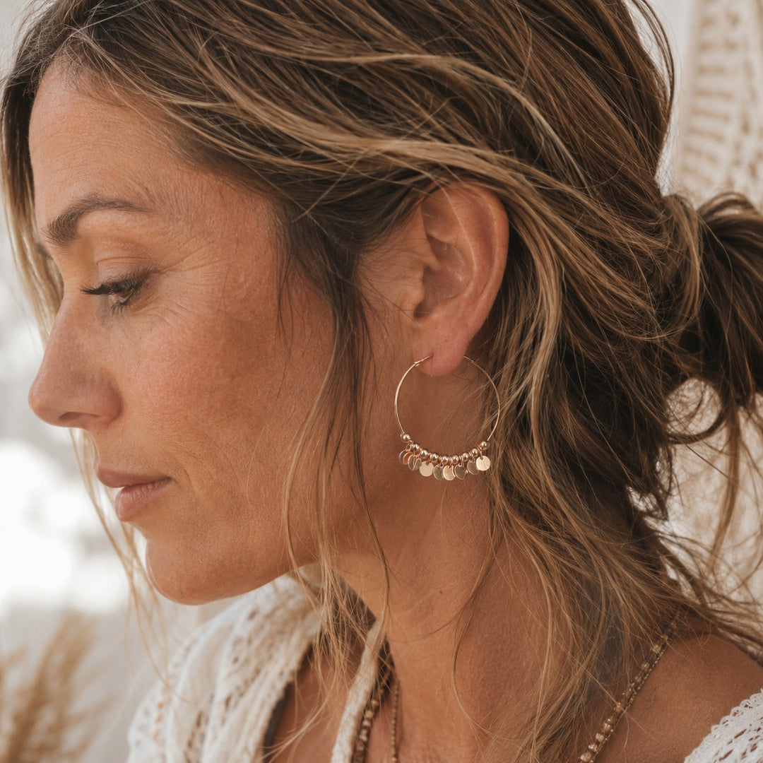 Shimmering Rose Gold Gypsy Hoops