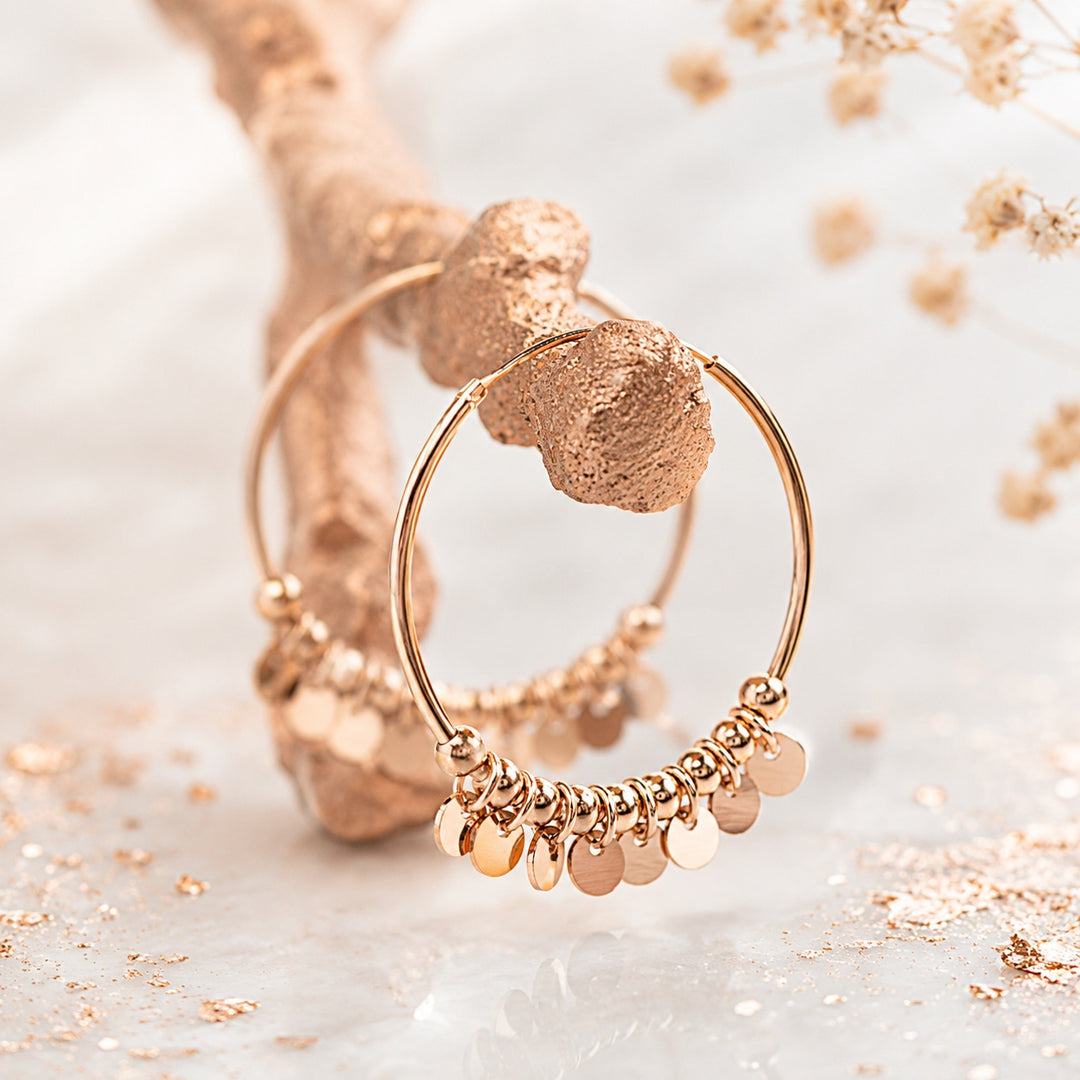 Shimmering Rose Gold Gypsy Hoops