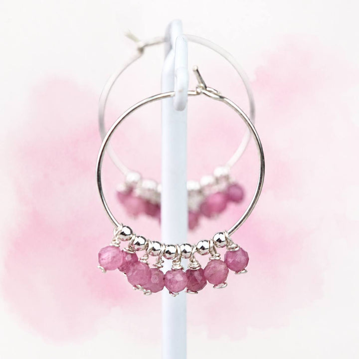 Pink Tourmaline Gypsy Hoops